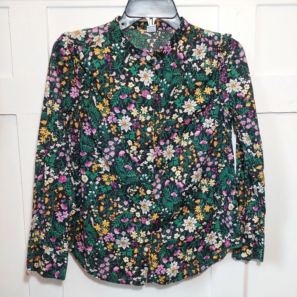 Old Navy Floral Button Down Blouse Size Small | Cottagecore Long Sleeve Top